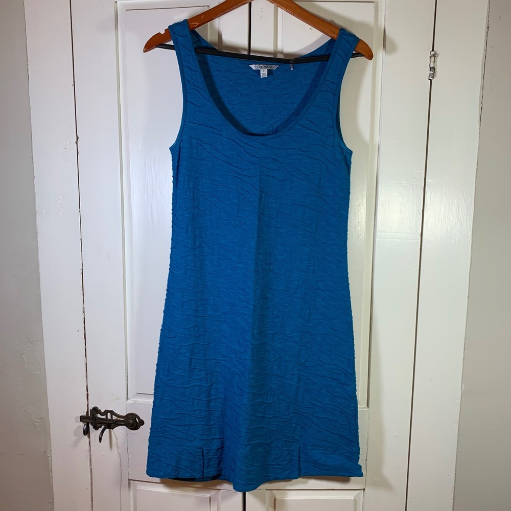 TOAD & CO Turquoise Textured Knit Tank Dress‎ Small Outdoorsy Gorpcore Stretch